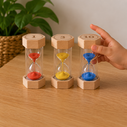 Little Sands Visual Timers Tiny Tales 1 minute 3 minute 10 minute - kids routines kids transitions calm parenting tools tips hacks time management independence confidence screen-free silent montessori inspired