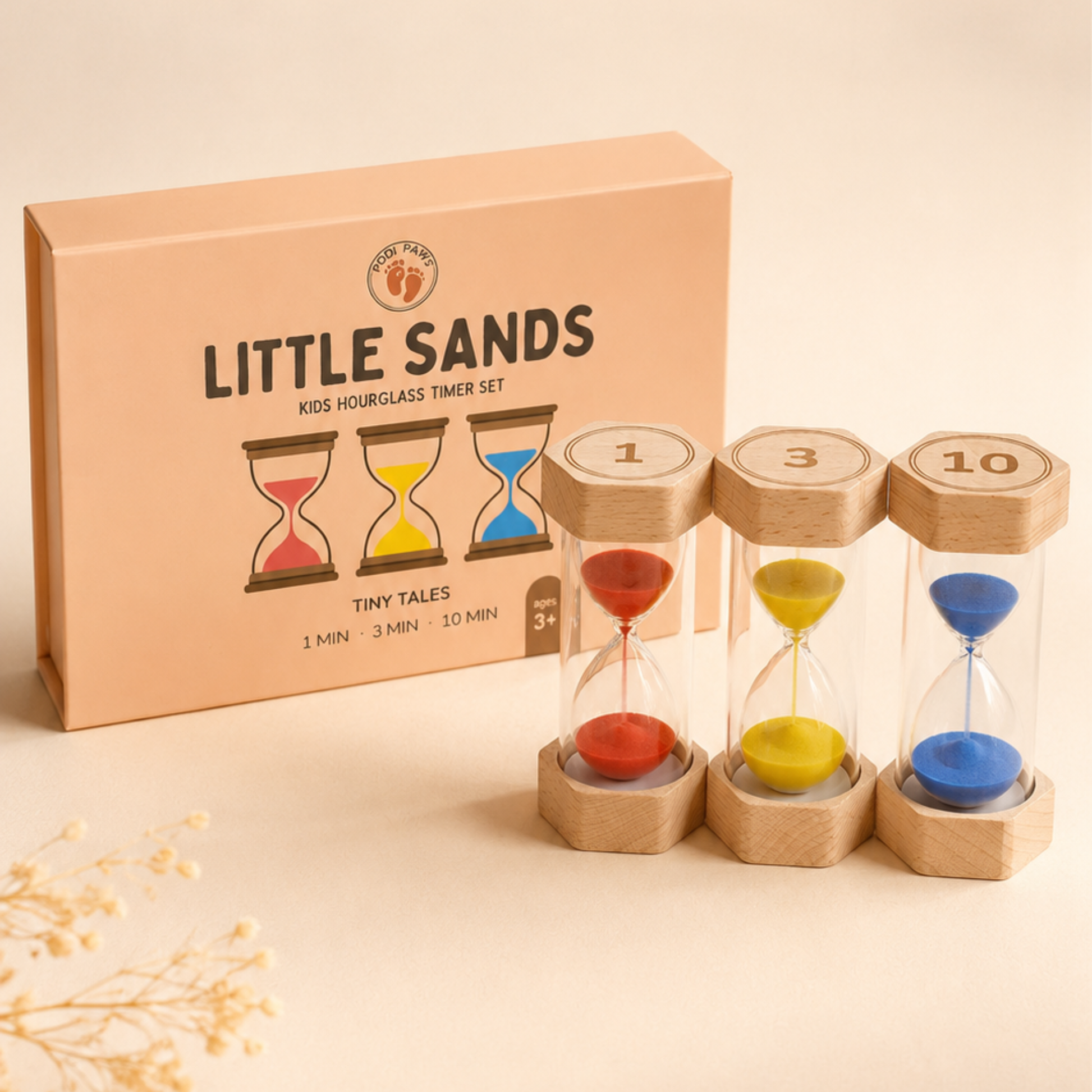 Little Sands Visual Timers Tiny Tales 1 minute 3 minute 10 minute - kids routines kids transitions calm parenting tools tips hacks time management independence confidence screen-free silent montessori inspired