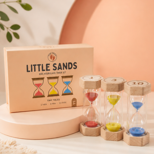 Little Sands Visual Timers Tiny Tales 1 minute 3 minute 10 minute - kids routines kids transitions calm parenting tools tips hacks time management independence confidence screen-free silent montessori inspired